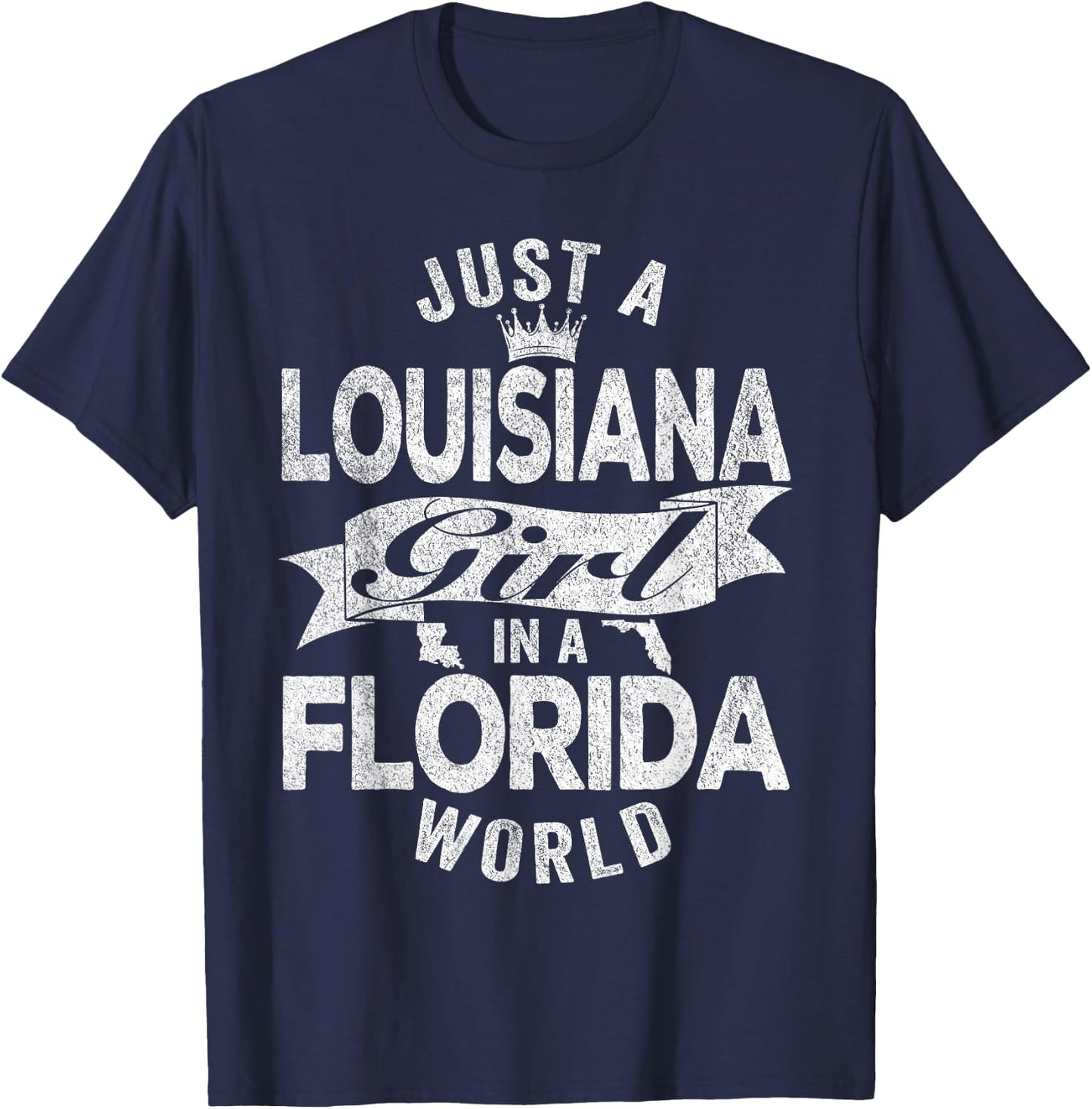 Just A Louisiana Girl In A Florida World T-Shirt - T-Shirt | Navy