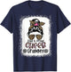 Loud And Proud Cheer Grammy Leopard Messy Bun Bleached T-Shirt - T-Shirt | Navy