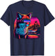 Synthwave Fox with Neon Sunset and Retro Futuristic Vibes T-Shirt - T-Shirt | Navy