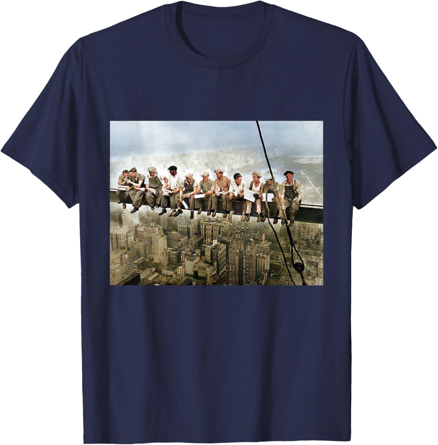 Lunch Atop a Skyscraper New York Ironworkers Photograph T-Shirt - T-Shirt | Navy