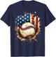 Patriotic Baseball 4th of July Men USA American Flag Boys T-Shirt - T-Shirt | Navy