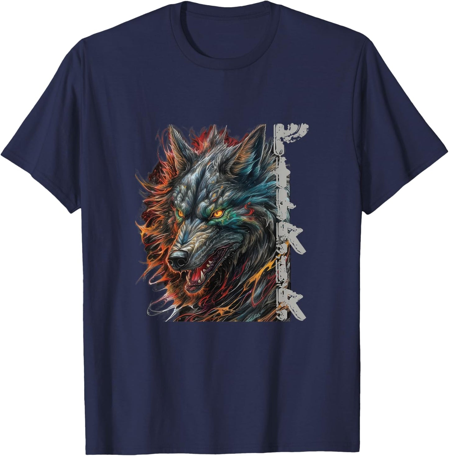 Wolf Fenriswolf Fenrir Viking Valhalla Runes T-Shirt - T-Shirt | Navy