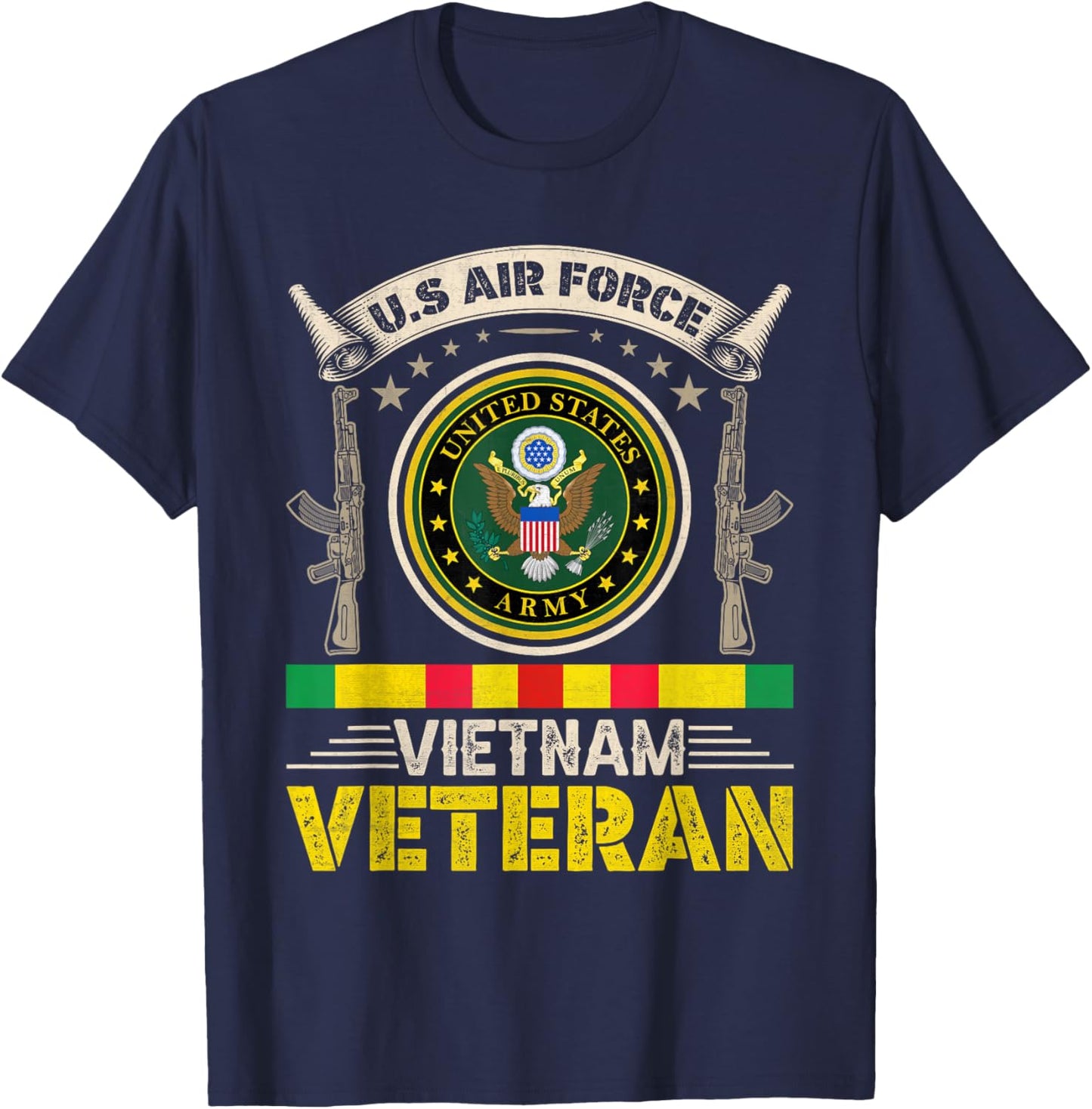 Vintage US Air Force Vietnam Veteran USA Flag Veterans Day Men T-Shirt - T-Shirt | Navy