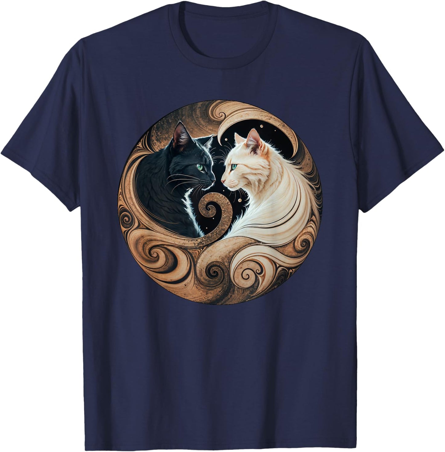 Cats Yin Yang T-Shirt - T-Shirt | Navy