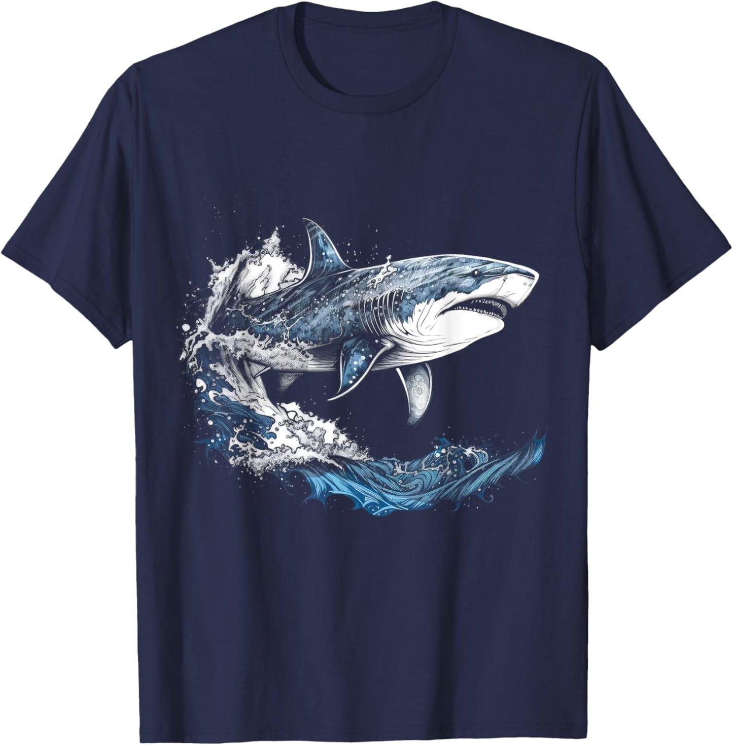 Shark Beach Lover Ocean Animal Graphic Novelty T-Shirt - T-Shirt | Navy
