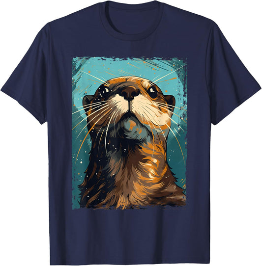 River Otter t Shirt for Boys & Girls Cute Otter Animal Funny T-Shirt - T-Shirt | Navy