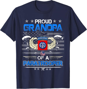 Proud Grandpa Of A Army 82Nd Airborne Paratroope Veteran T-Shirt - T-Shirt | Navy