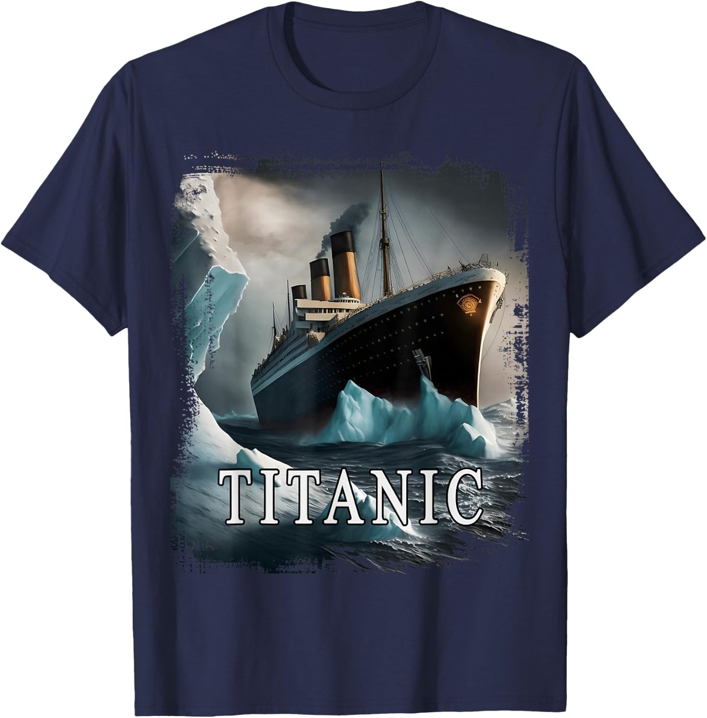 Titanic Boat Vintage Cruise Ship Sailing in 1912 hit Iceberg T-Shirt - T-Shirt | Navy