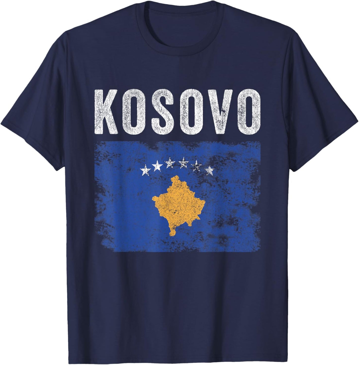 Kosovo Flag Distressed - Men Women Kids - Kosovar Flag T-Shirt - T-Shirt | Navy