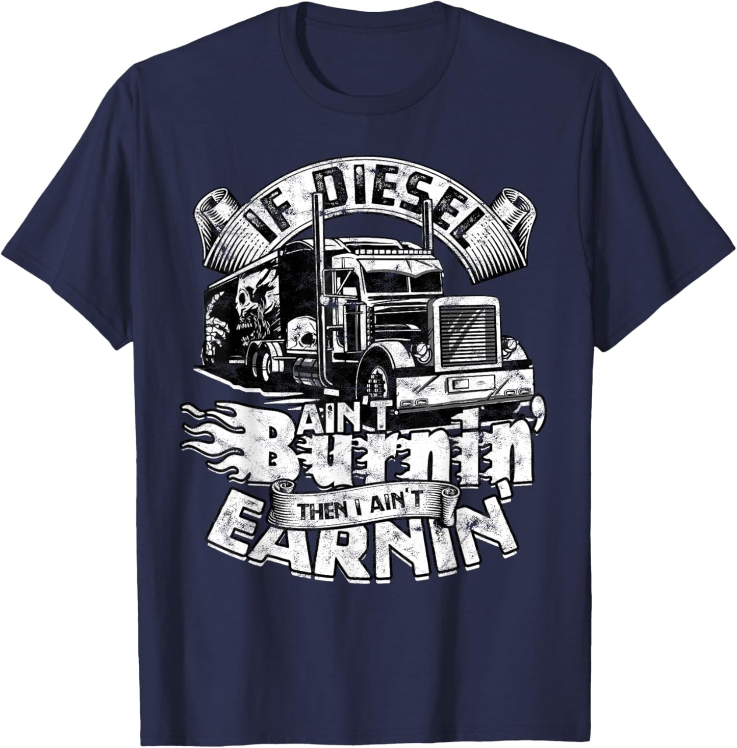 Trucker Men Women Big Rig Trucking Truckin' Road Lorry T-Shirt - T-Shirt | Navy