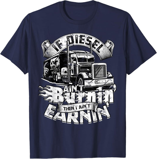 Trucker Men Women Big Rig Trucking Truckin' Road Lorry T-Shirt - T-Shirt | Navy