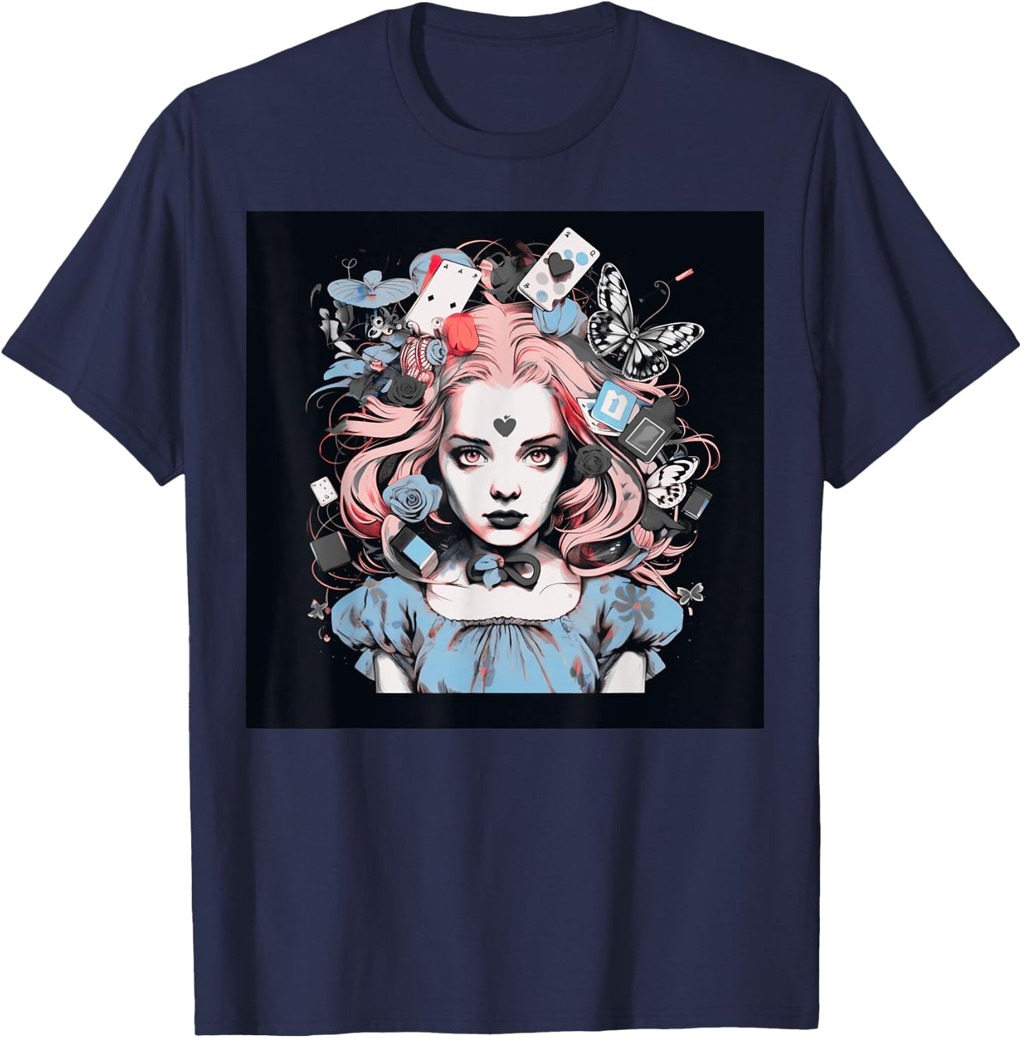 Alice T Wonderland Pop Surrealism Fiction Clothing Punk T T-Shirt - T-Shirt | Navy