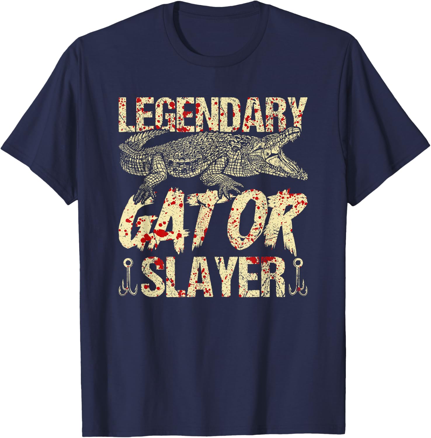 Alligator Hunter Legendary Gator Slayer Bloody Gator Hunting T-Shirt - T-Shirt | Navy