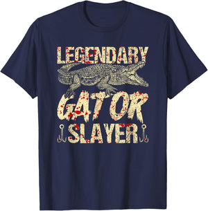 Alligator Hunter Legendary Gator Slayer Bloody Gator Hunting T-Shirt - T-Shirt | Navy