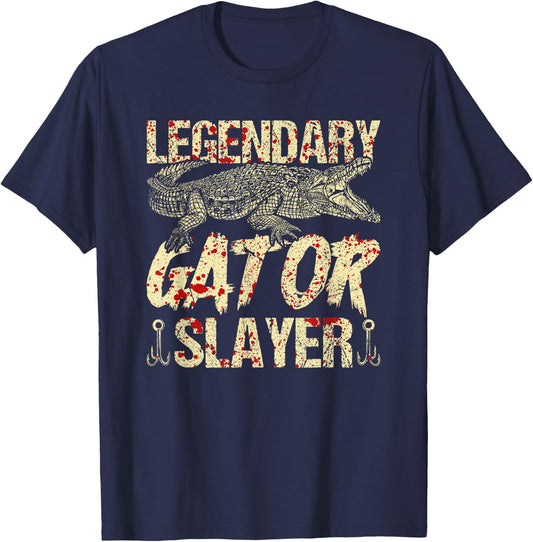 Alligator Hunter Legendary Gator Slayer Bloody Gator Hunting T-Shirt - T-Shirt | Navy