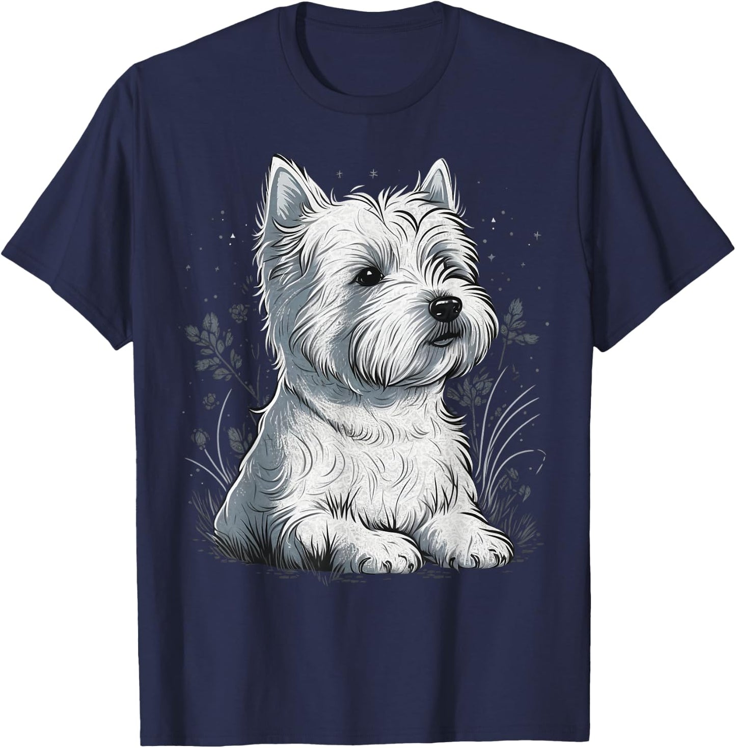 Cute Westie Dog on West Highland White Terrier Lover T-Shirt - T-Shirt | Navy