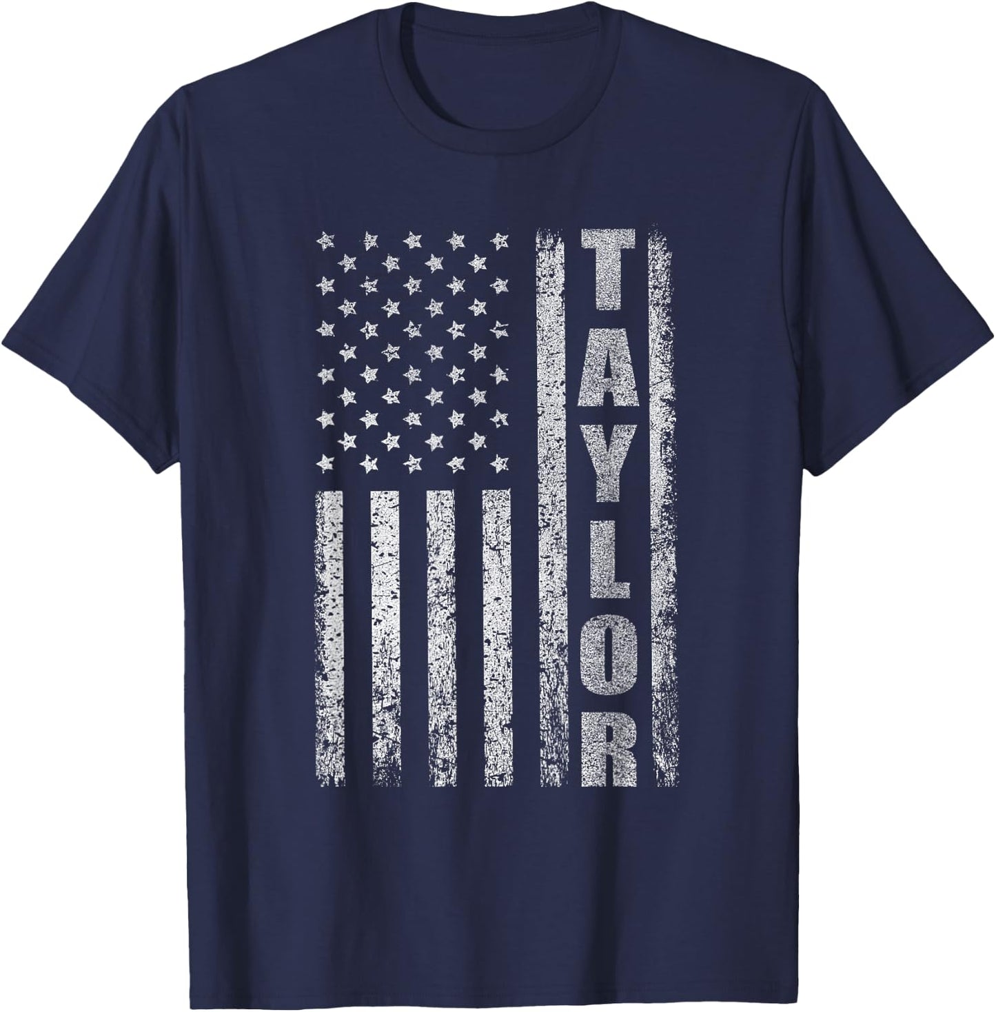 Taylor US Flag Personalized Taylor American Flag Vintage T-Shirt - T-Shirt | Navy