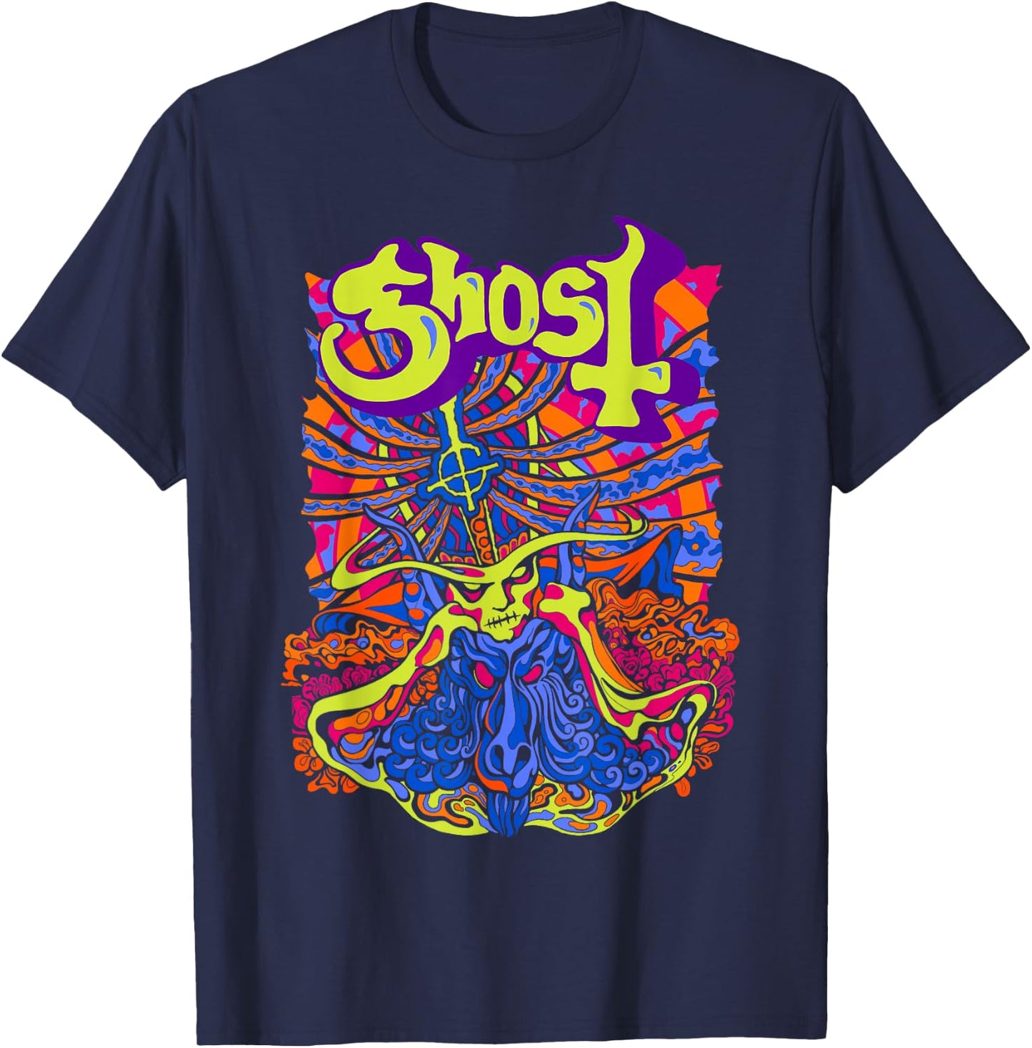Ghost – Satanic Panic Bright Colors T-Shirt - T-Shirt | Navy