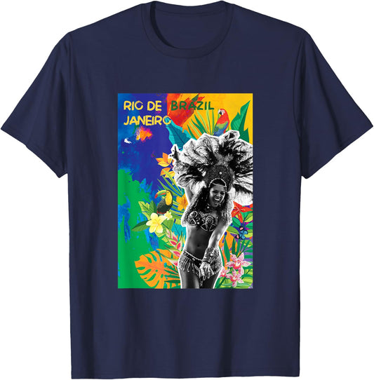 Samba Dancer Brazil Carnival Rio De Janeiro Colorful T-Shirt - T-Shirt | Navy