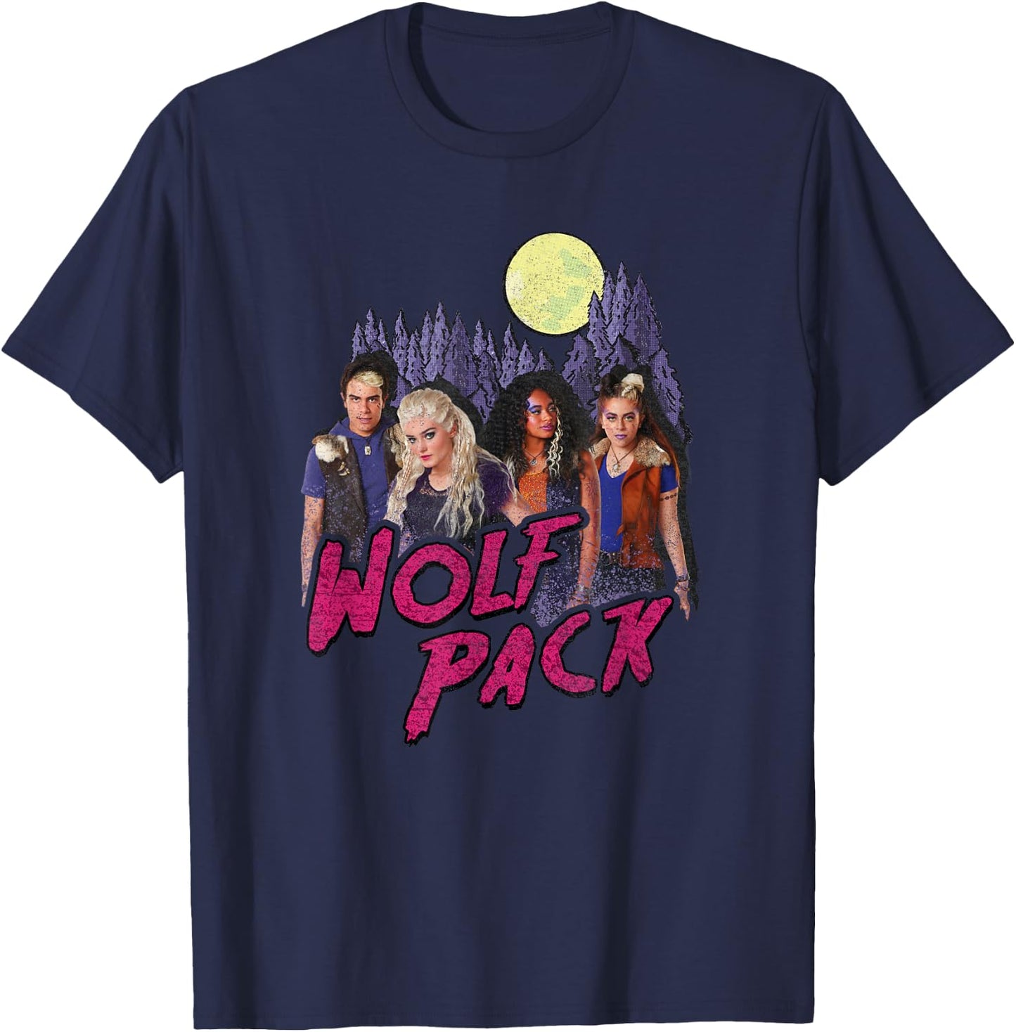 Disney Zombies Wolf Pack Full Moon Group Poster T-Shirt - T-Shirt | Navy