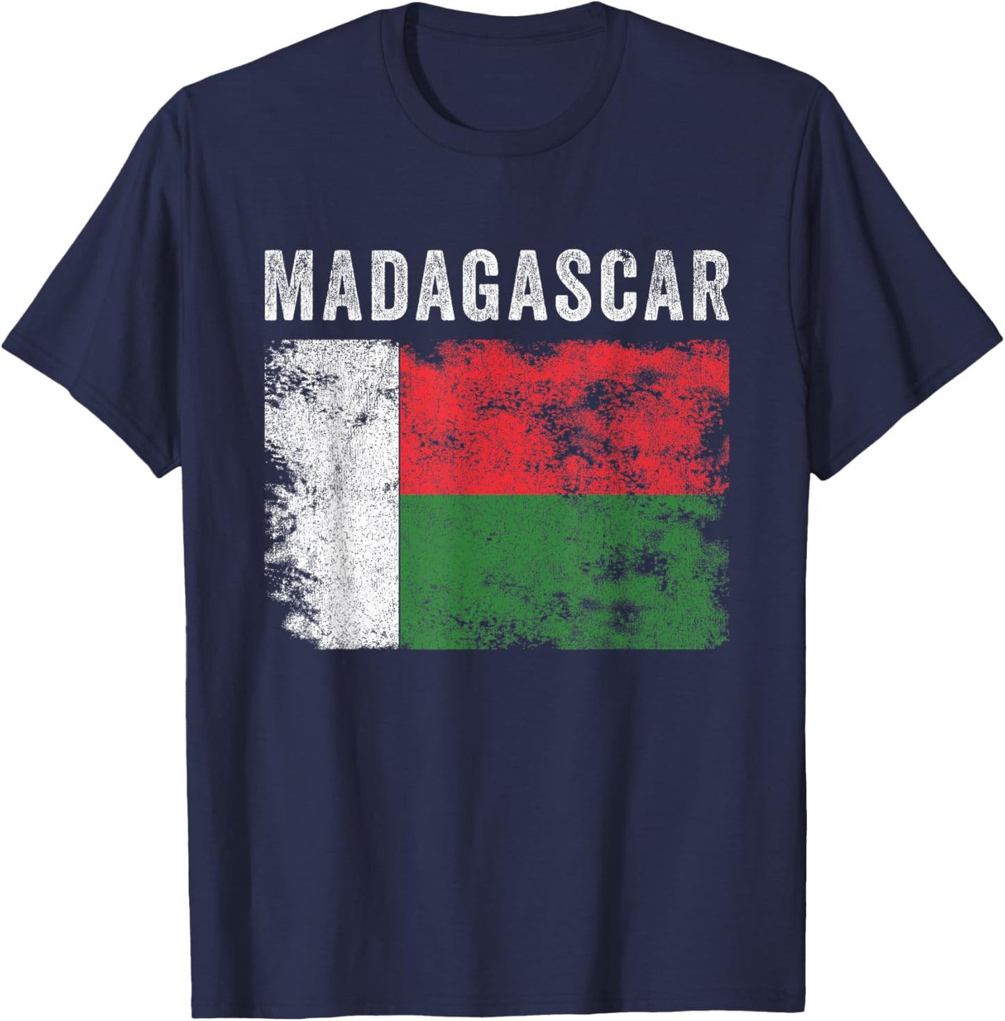 Madagascar Flag Distressed - Men Women Kids - Malagasy Flag T-Shirt - T-Shirt | Navy