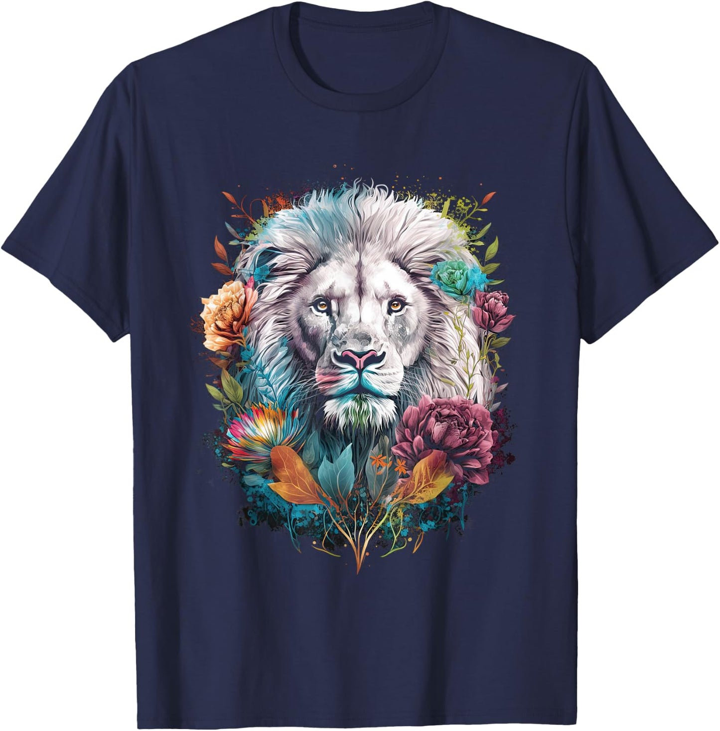 Lion colorful lions From Africa Day of the Dead T-Shirt - T-Shirt | Navy