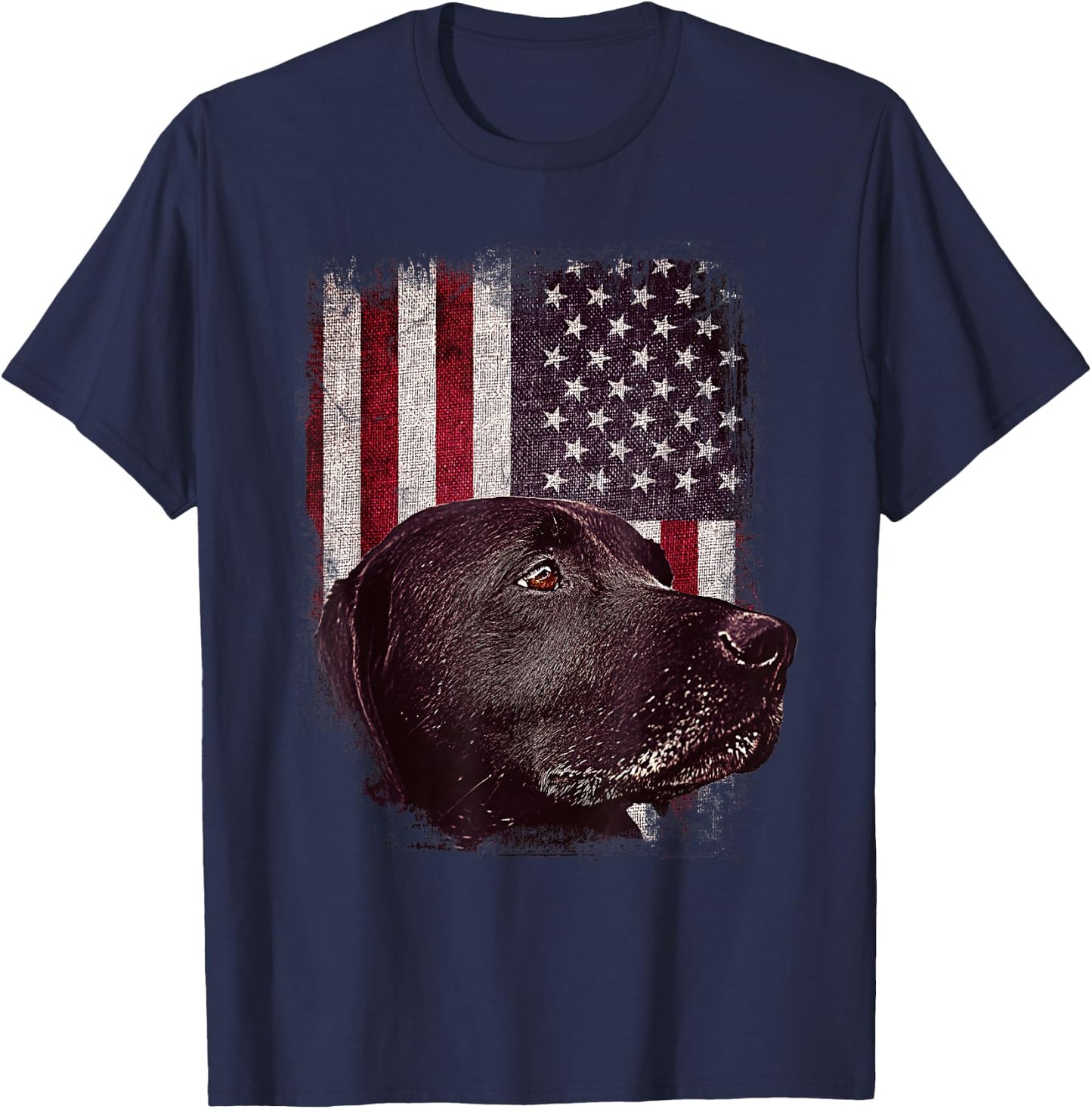 American Black Labrador USA Flag Lab Owner Patriotic Girls Kids Men T-Shirt - T-Shirt | Navy