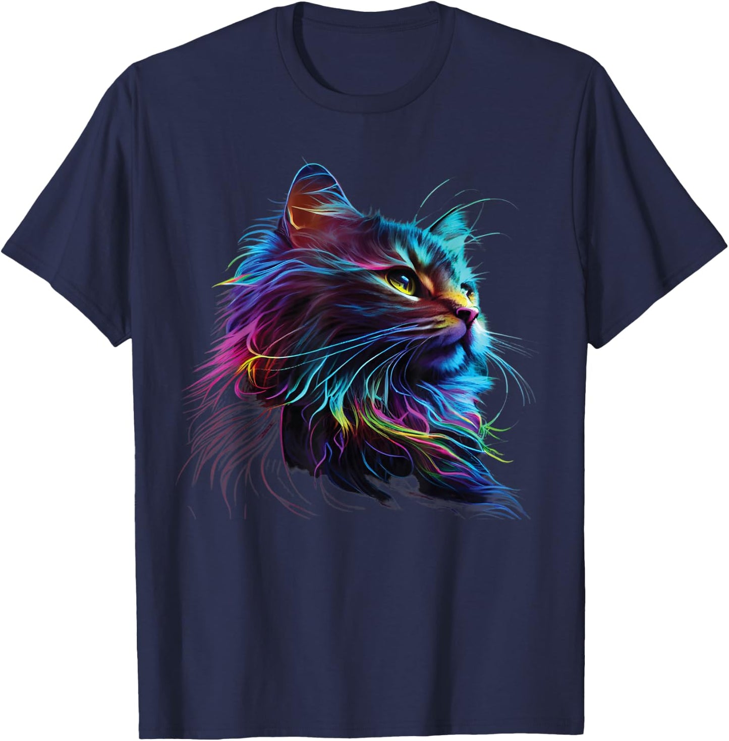 Cute Colorful Cat for Kitten Lovers Art Kitty Cats T-Shirt - T-Shirt | Navy