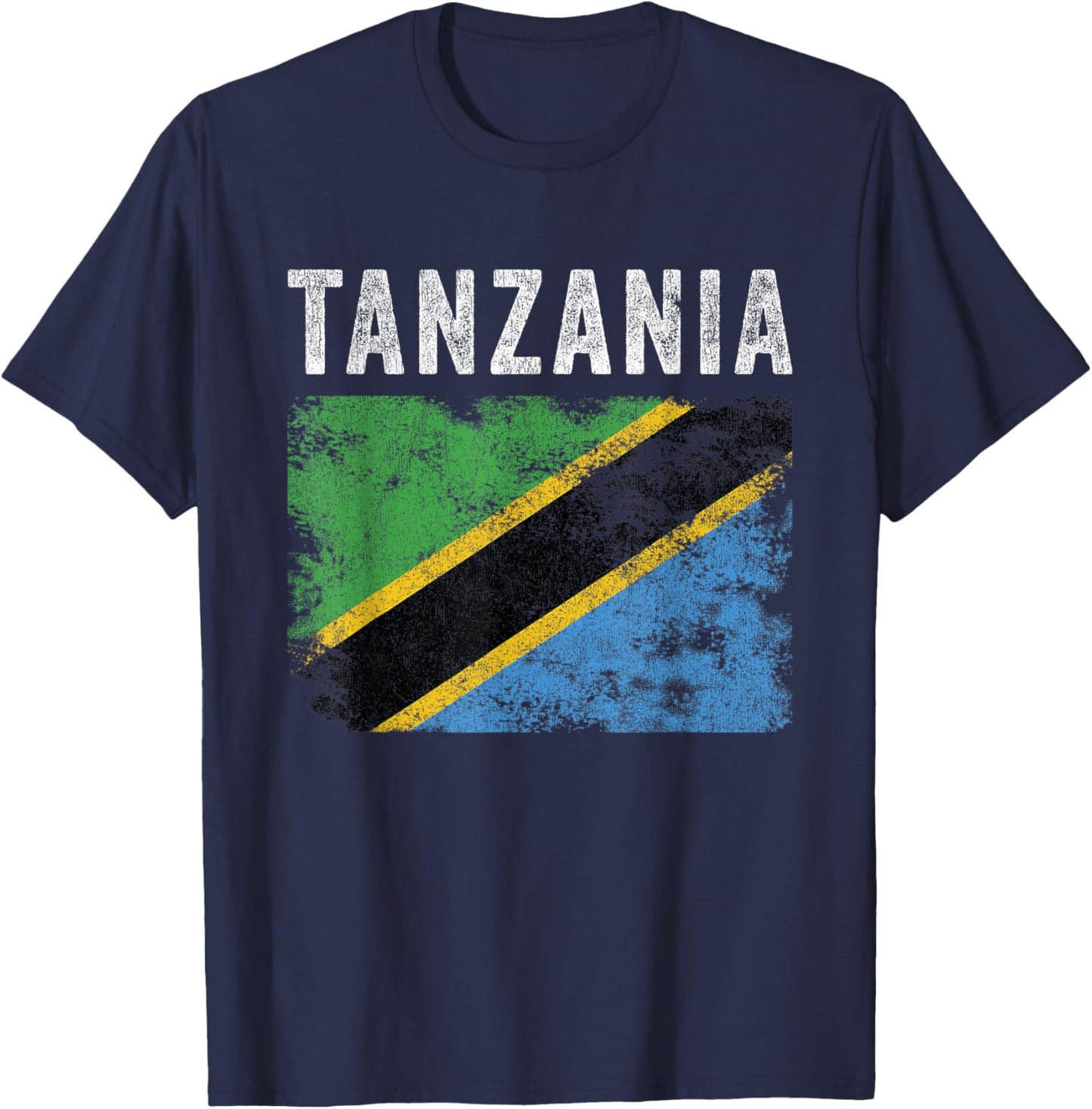 Tanzania Flag Distressed - Men Women Kids - Tanzanian Flag T-Shirt - T-Shirt | Navy