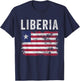 Liberia Flag Distressed - Men Women Kids - Liberian Flag T-Shirt - T-Shirt | Navy