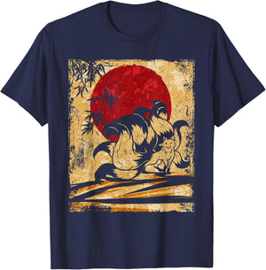 Nine-tailed fox Japanese retro art T-Shirt - T-Shirt | Navy