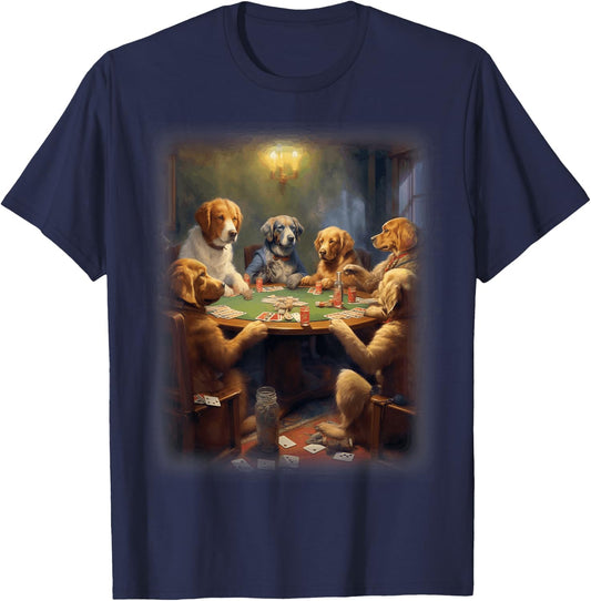 Dogs Playing Poker | A Friend in Need | Funny Dog Lover Art Women T-Shirt - T-Shirt | Navy