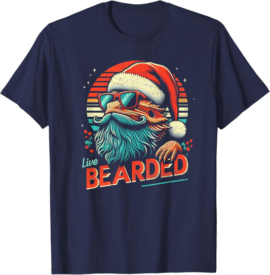Bearded Dragon Sunglasses Live Bearded Funny Christmas T-Shirt - T-Shirt | Navy