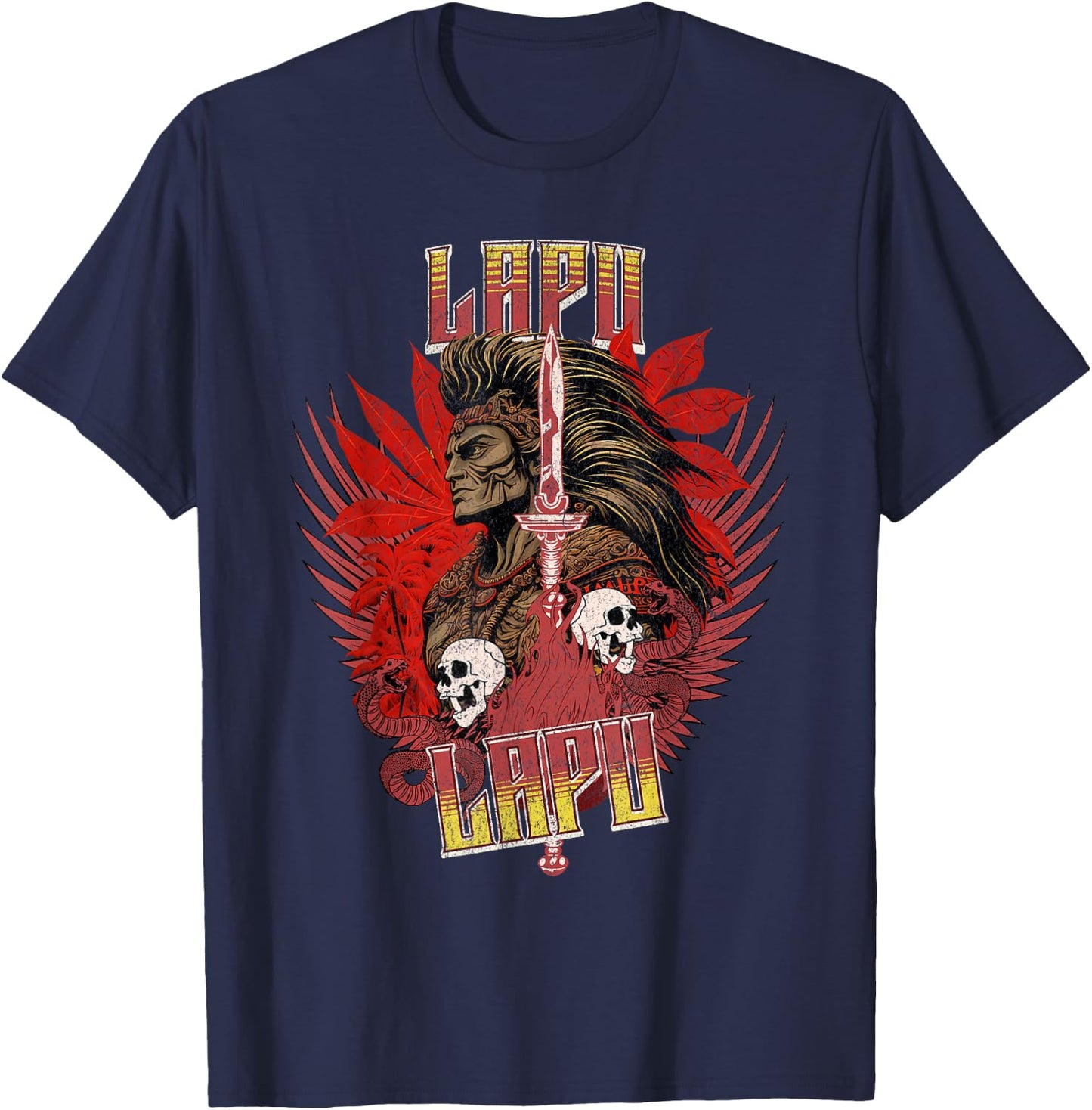 Lapulapu, Lapu Lapu Ancient Filipino Warrior Graphic Art T-Shirt - T-Shirt | Navy