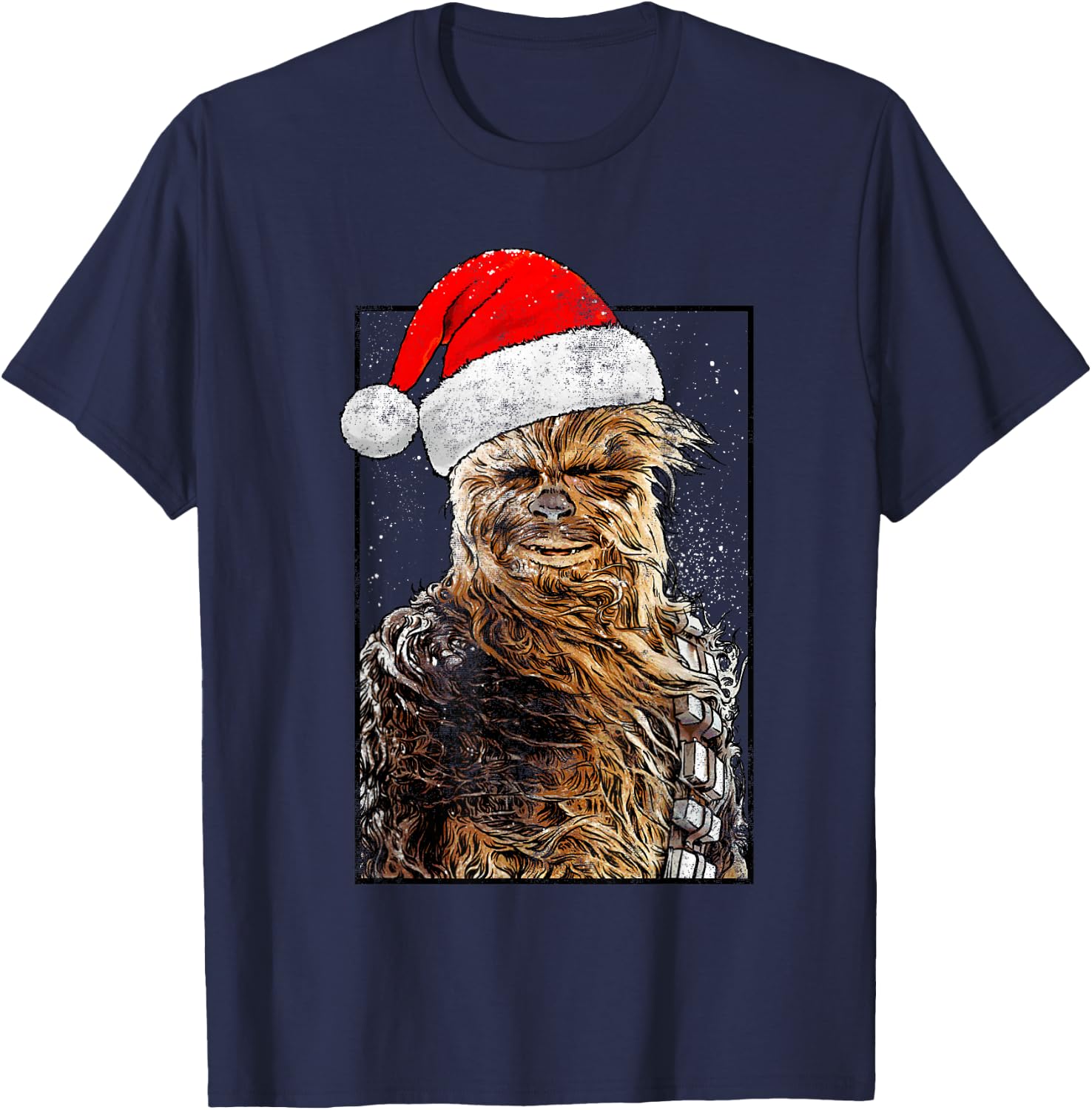 Star Wars Christmas Santa Chewbacca Windswept Movie Panel T-Shirt - T-Shirt | Navy
