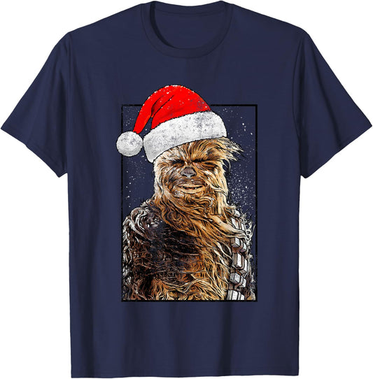 Star Wars Christmas Santa Chewbacca Windswept Movie Panel T-Shirt - T-Shirt | Navy