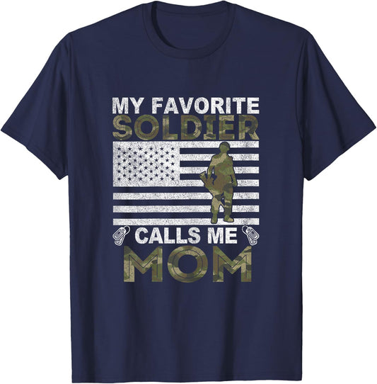 My Favorite Soldier Calls Me Mom Solider Mom T-Shirt - T-Shirt | Navy