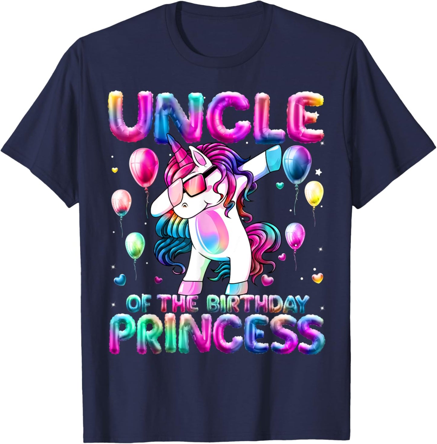 Uncle of the Birthday Princess Girl Dabbing Unicorn Uncle T-Shirt - T-Shirt | Navy