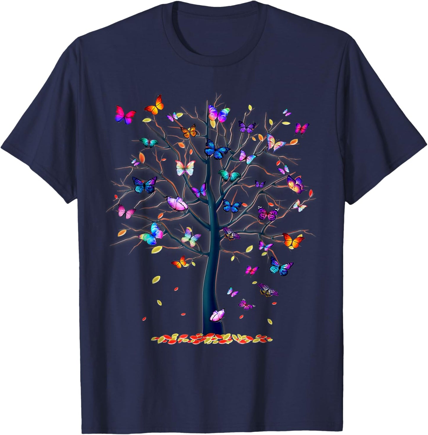 Butterfly Tree Beautiful T-Shirt - T-Shirt | Navy