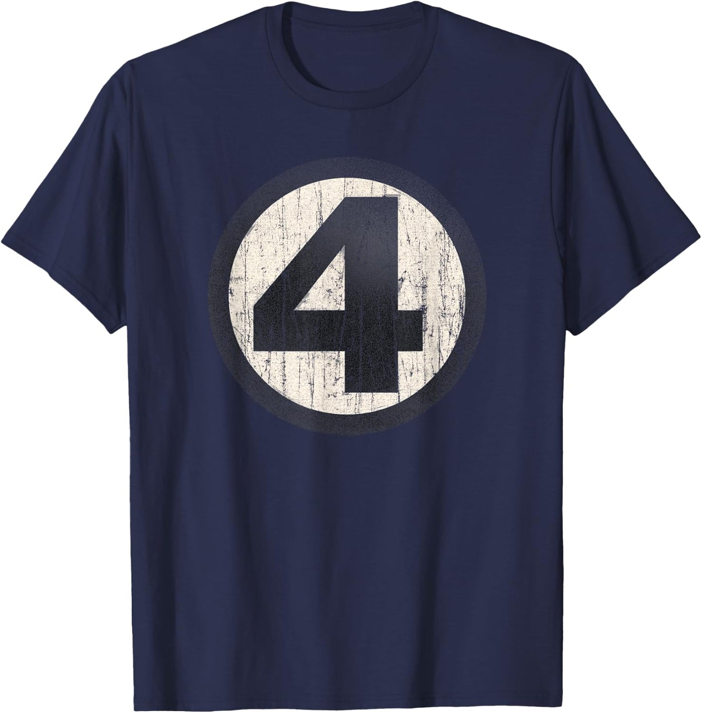Marvel Fantastic Four Official Distressed Logo T-Shirt - T-Shirt | Navy