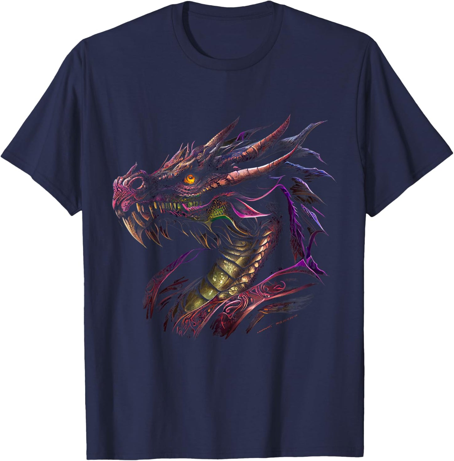 Thinking Dragon Lover Beautiful Purple Fun Fantasy Art Cool T-Shirt - T-Shirt | Navy