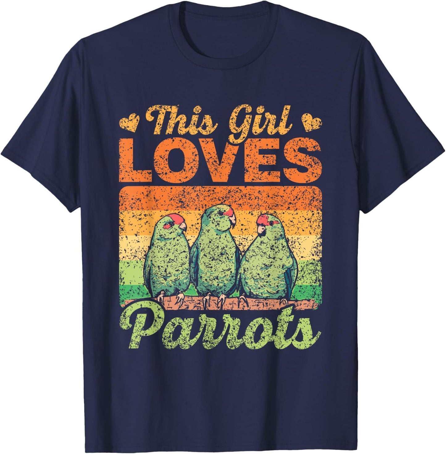 This Girl Loves Parrots Cute Pet Animal Parrot T-Shirt - T-Shirt | Navy