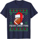 This is My Christmas Pjamama Football With Santa Hat Xmas T-Shirt - T-Shirt | Navy