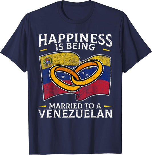 Venezuelan Wedding Venezuela Heritage Roots Flag Married T-Shirt - T-Shirt | Navy