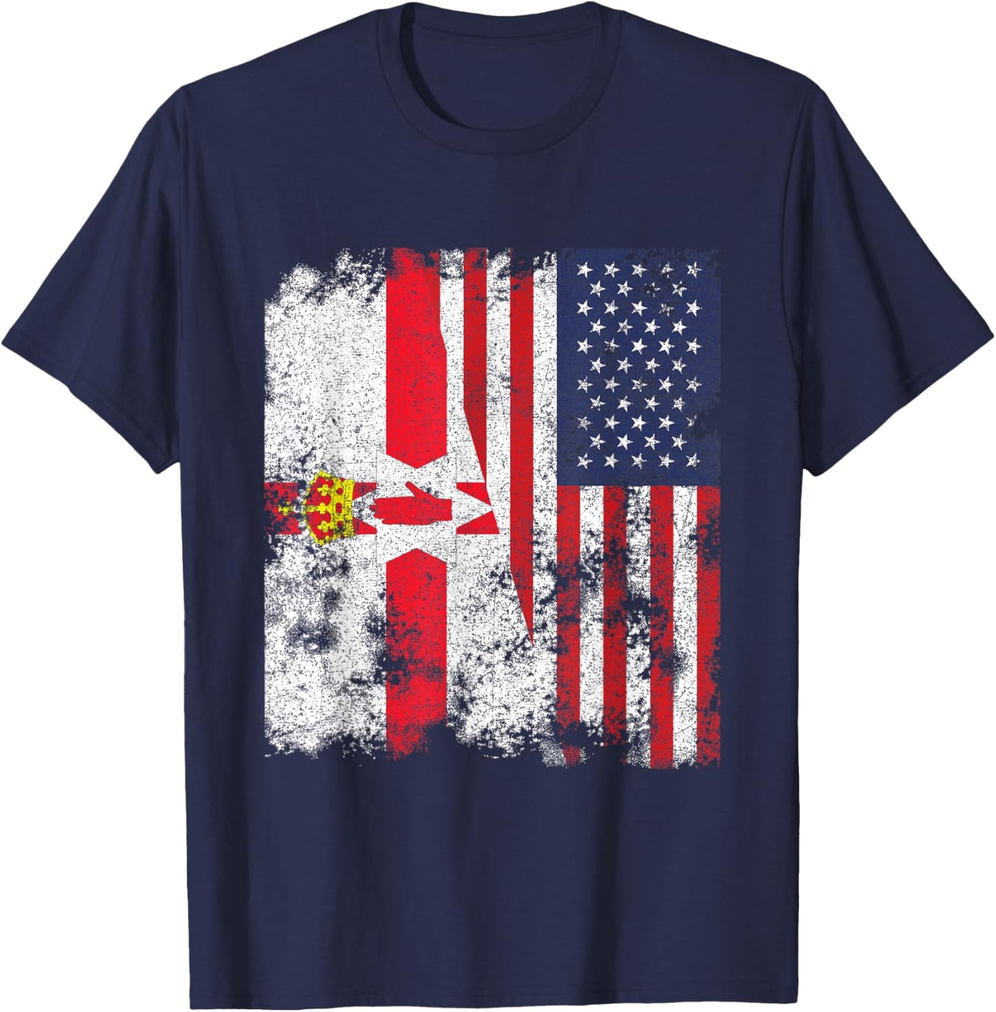 Northern Ireland USA Flag Distressed - Half American Kids Men T-Shirt - T-Shirt | Navy
