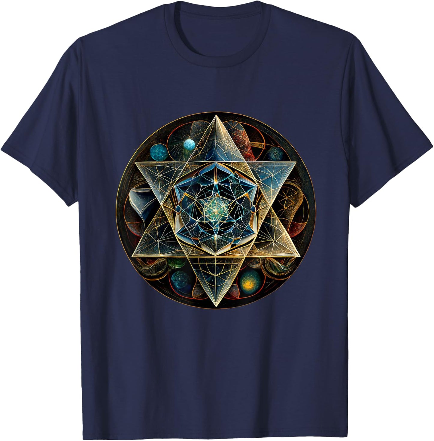 Star Tetrahedron Merkaba T-Shirt - T-Shirt | Navy