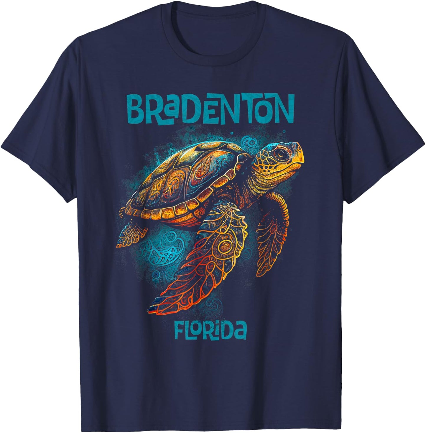 Bradenton Beach Florida FL Retro Vintage Sea Turtle T-Shirt - T-Shirt | Navy