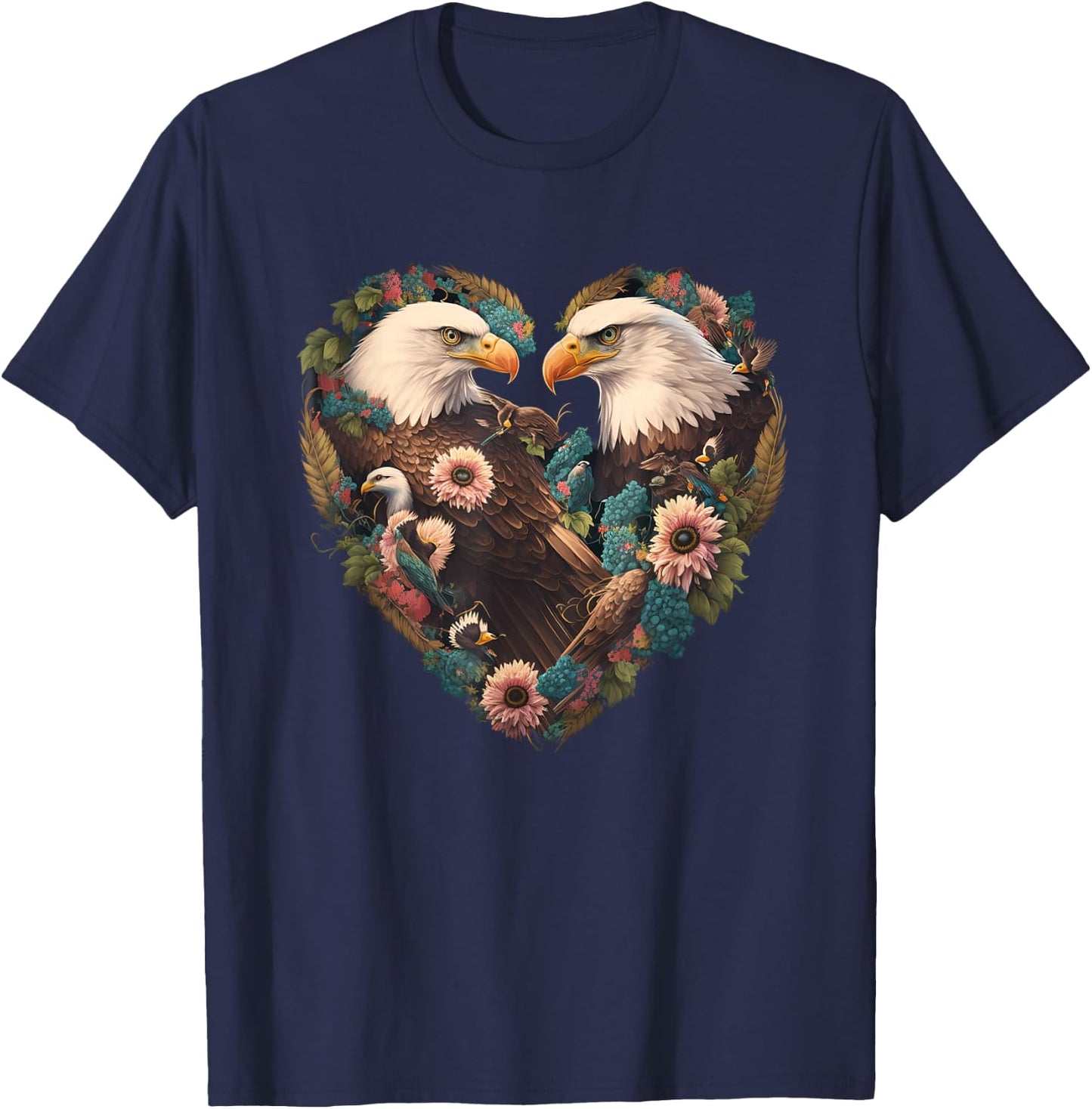 Valentine's Day Bald Eagle Heart T-Shirt - T-Shirt | Navy
