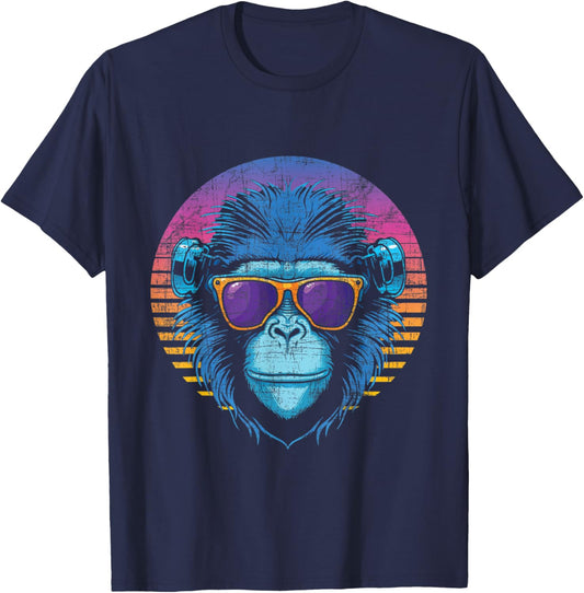 Cool Hipster Monkey - Primate Jungle Safari Zoo Animal Lover T-Shirt - T-Shirt | Navy