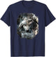 Forest Tree Wolf Face Noir T-Shirt - T-Shirt | Navy